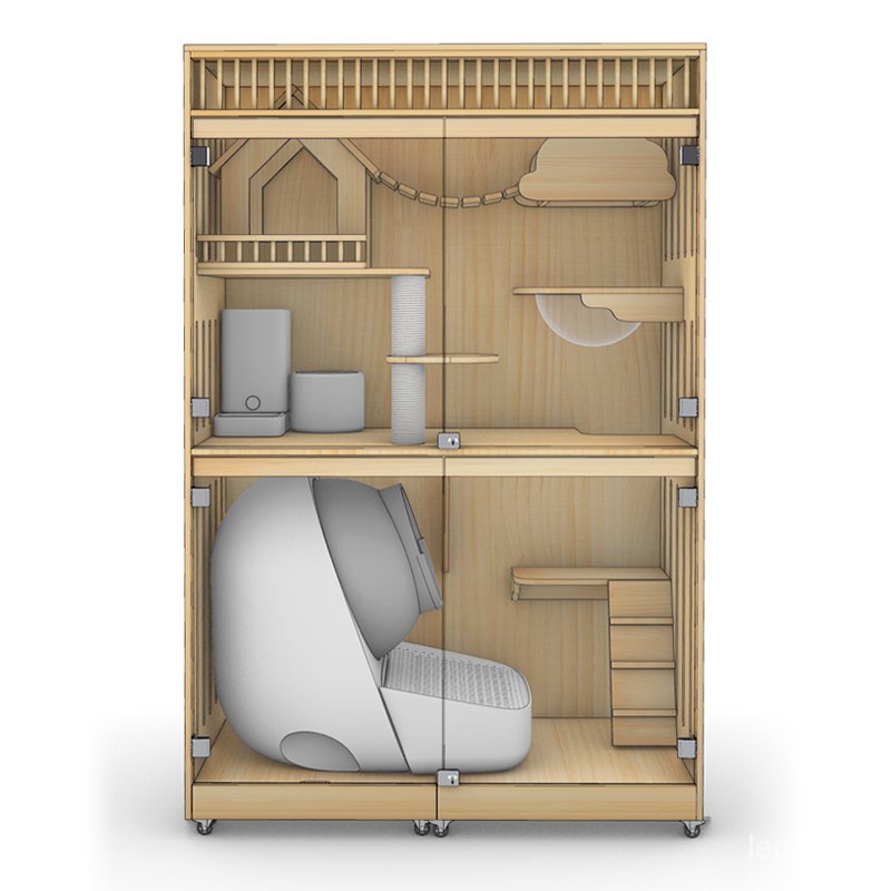 【雨辰家居城】貓別墅實木貓籠貓櫃可放全自動智能貓砂盆貓窩廁所貓舍定製定金