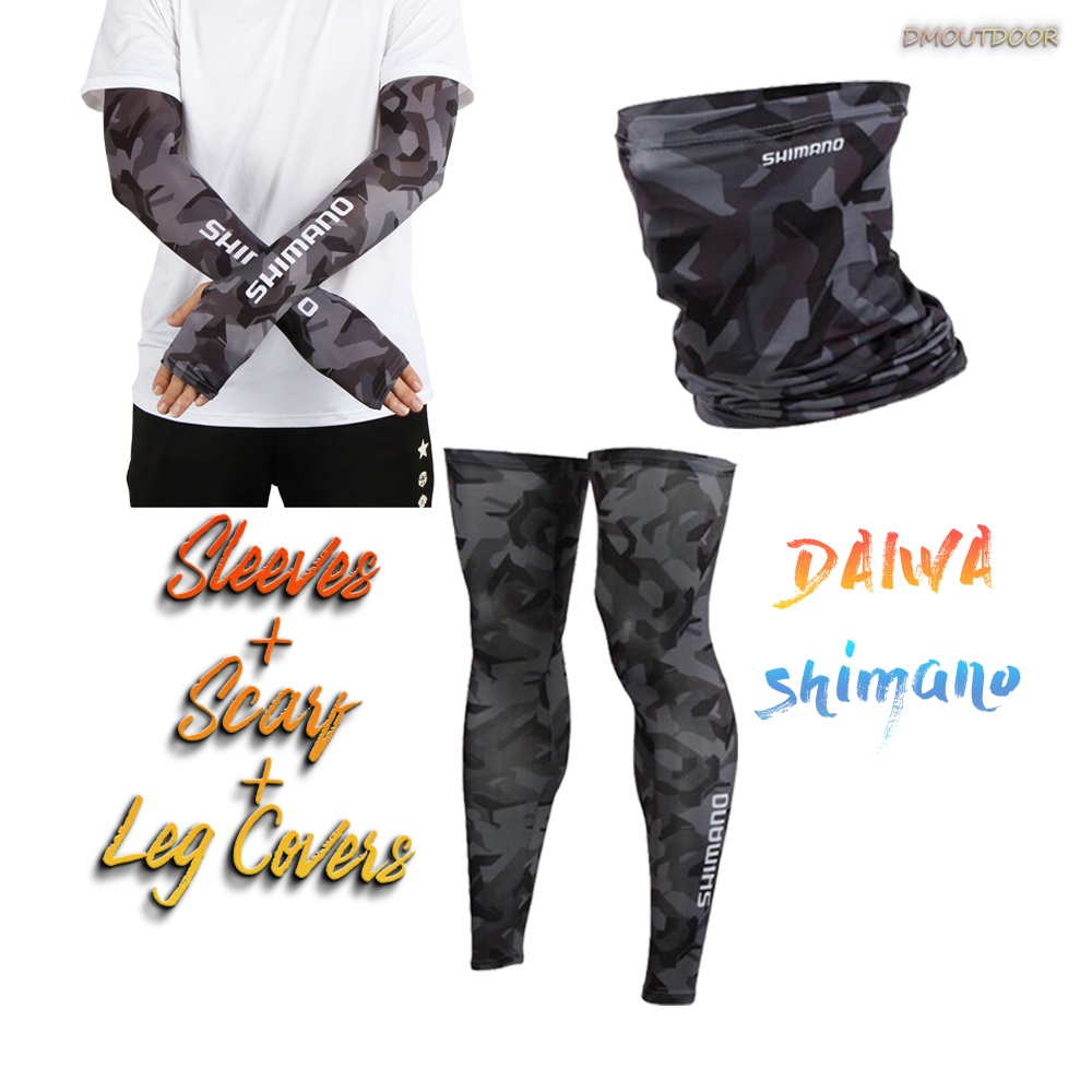 Shimano ICE 絲綢釣魚袖+腿套+圍巾套裝涼爽舒適夏季防紫外線防曬起搏
