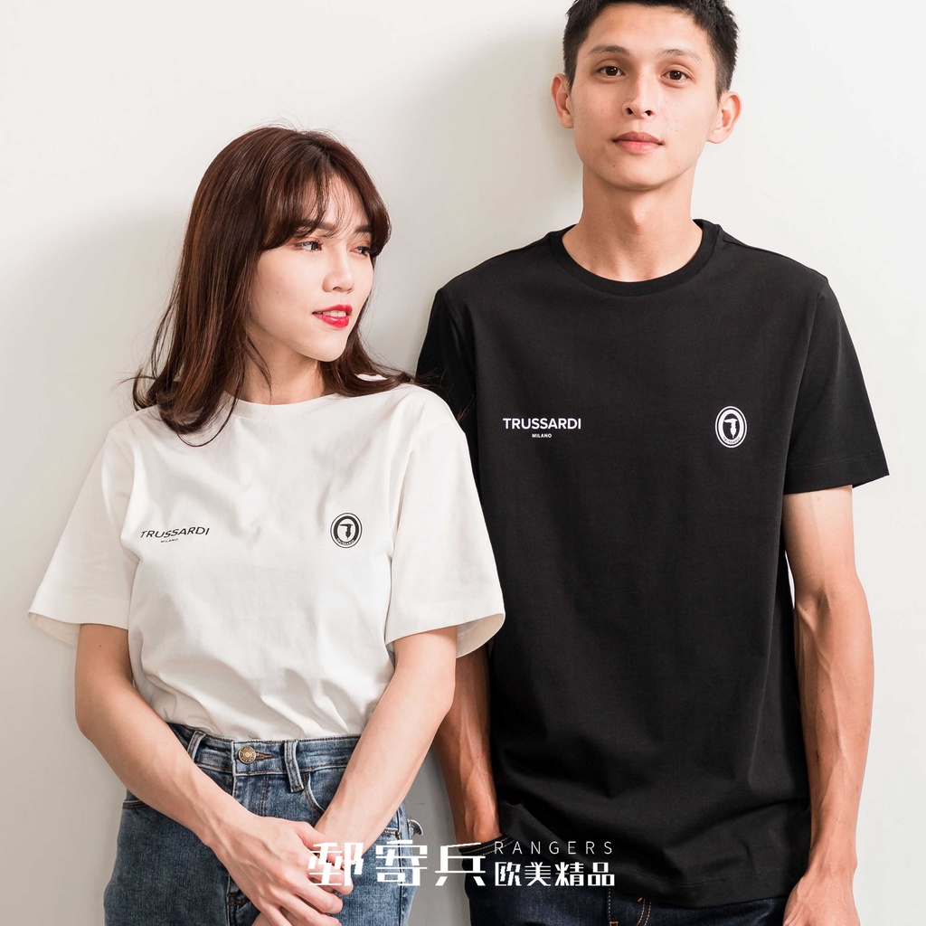 [現貨] TRUSSARDI TJ 男版 T恤 胸前文字&amp;經典小標LOGO短袖 8055720101416