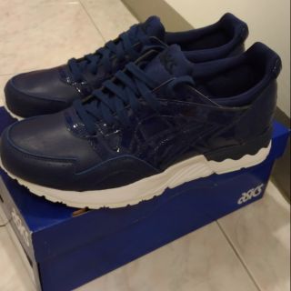 亞瑟士 Asics gel lyte V 藍色 indigo blue 漆皮皮革 休閒運動鞋 US10 慢跑 路跑