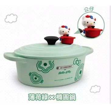 7-11 LE CREUSET x Hello Kitty 竹纖維 鑄鐵鍋造型餐具 (薄荷綠 橢圓鍋)