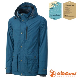 【荒野 WildLand】男款 絲絨防風保暖外套 夾克 抗紫外線 輕盈柔順 抗靜電 防風 0A32910 中藍