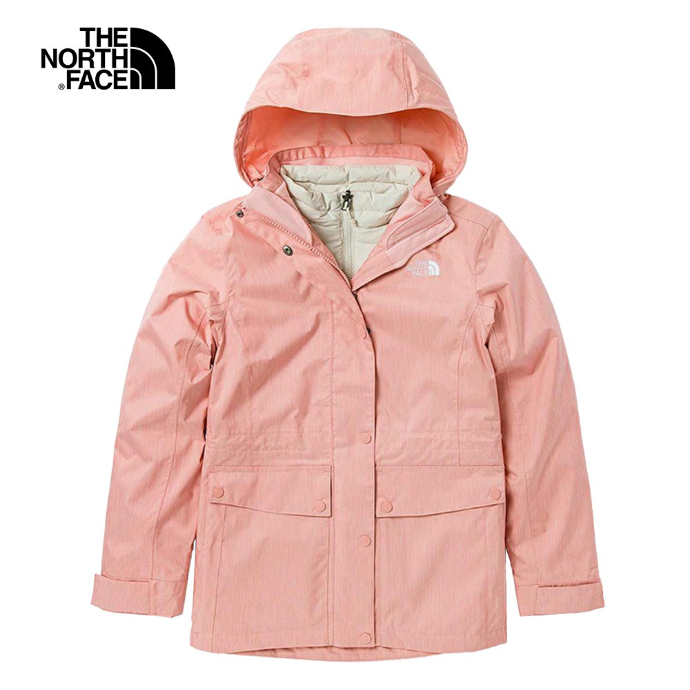 The North Face 女 防水透氣保暖連帽三合一外套 粉色 NF0A7QRA5Z9