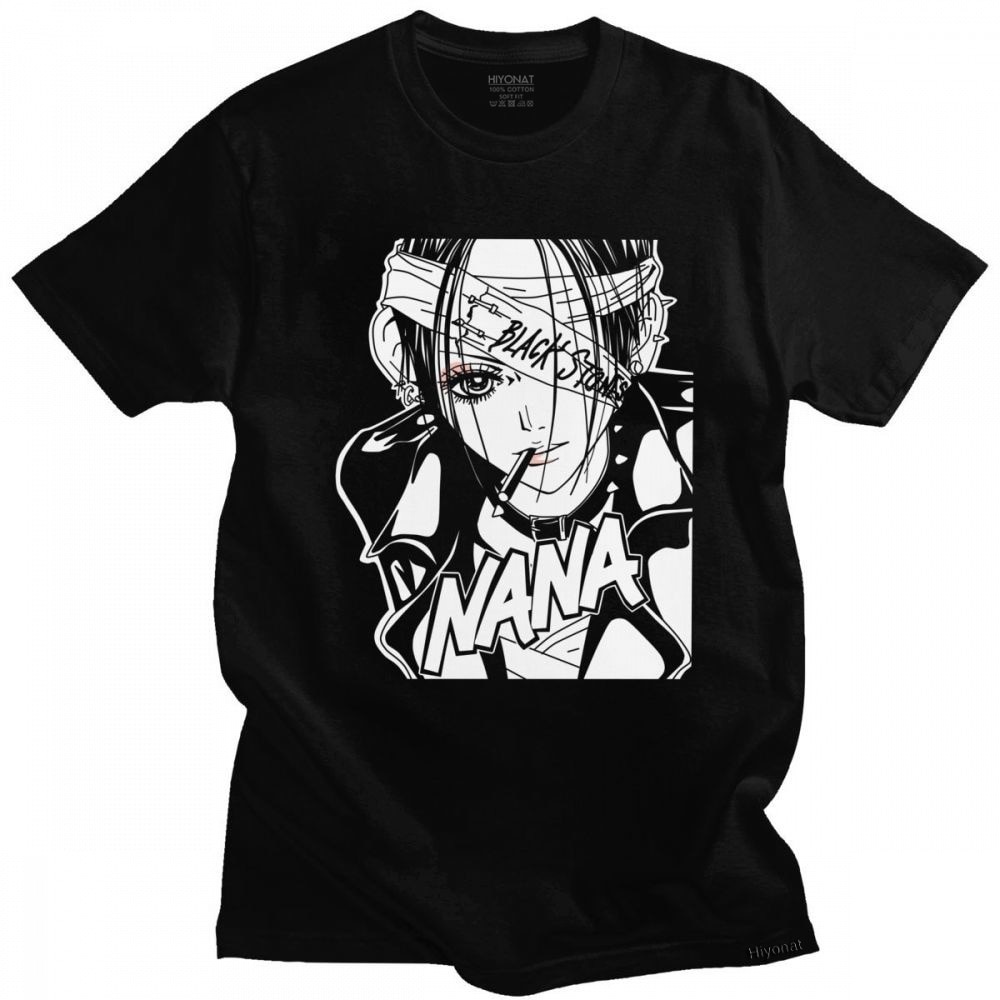 個性漫畫 Nana Osaki T 恤男士原宿街頭 T 恤短袖 100% 棉 T 恤日本動漫 T 恤上衣