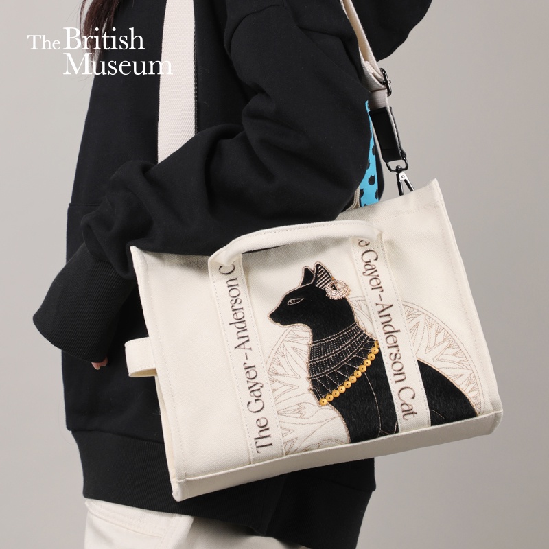 大英博物館蓋亞安德森貓系列刺繡手提斜背包~Oz