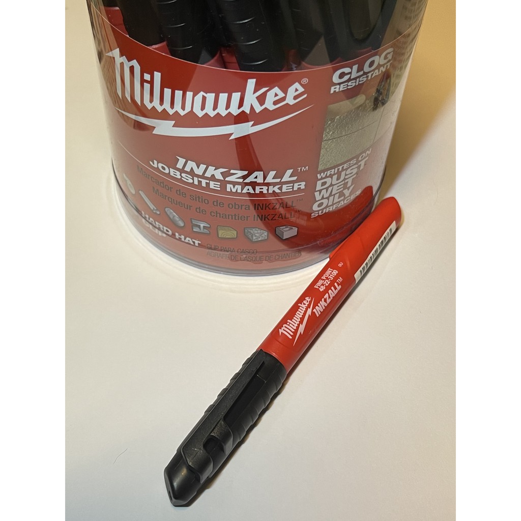 Milwaukee 米沃奇 48-22-3100 黑色細頭工程筆 無毒油墨 抗油 抗潮濕 抗灰塵 一支