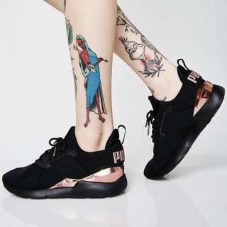 puma women's muse wn's sneaker black rose gold