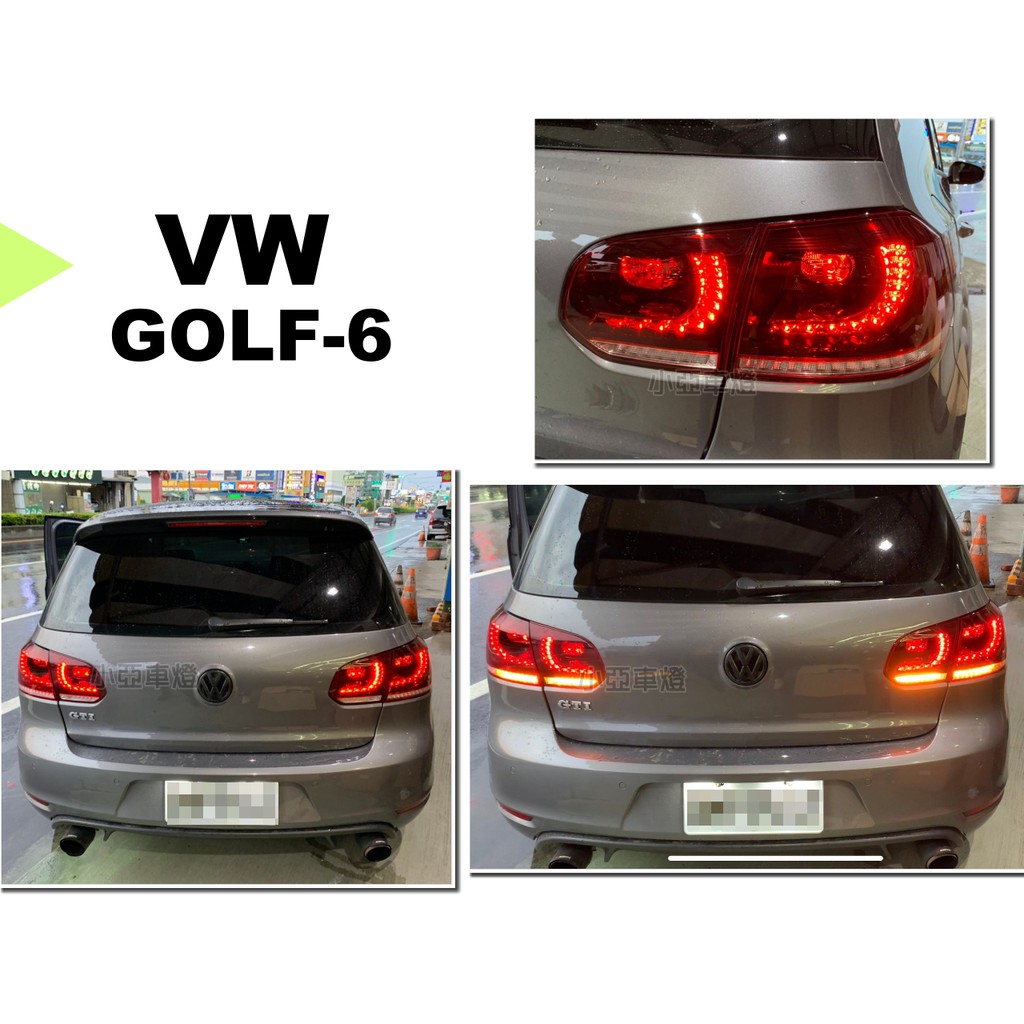 小亞車燈＊全新 福斯 vw golf6 golf-09 10 11 年 R20款 紅白 跑馬流水方向燈 LED 尾燈