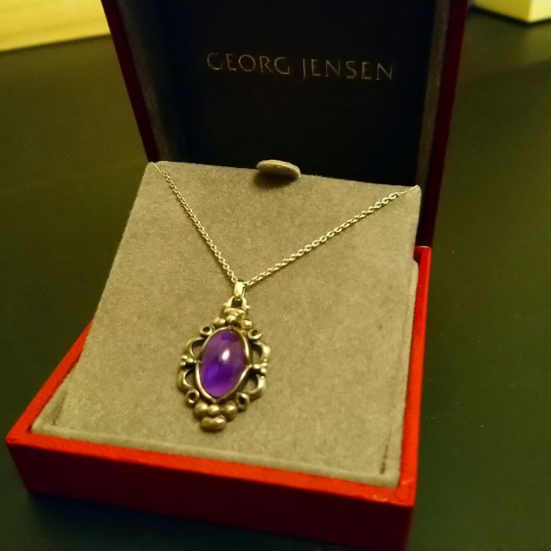 【GEORG JENSEN 喬治傑生】紫水晶  編號 47  1989年度項鍊 迷你款 自購於台北專櫃 正品