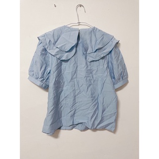 二手 - able studio 韓國製 夏季 藍色 短袖 學院 襯衫 上衣