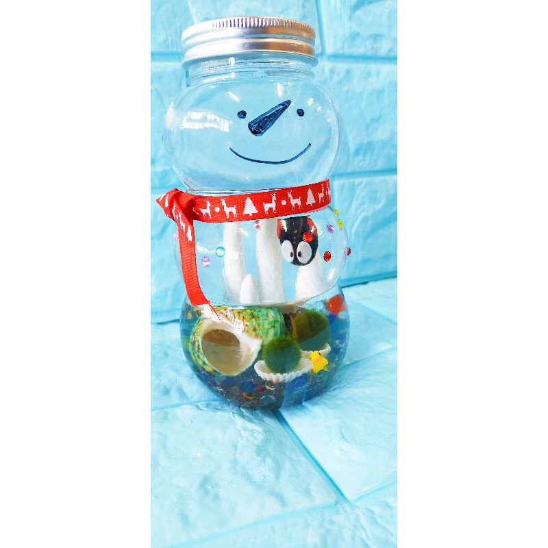 親子diy 雪人聖誕造型瓶 水草瓶水草缸生態瓶 餐廳辦公桌裝飾療癒小物綠球藻綠藻球瓶團體禮品交換禮物 蝦皮購物