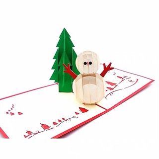 聖誕節 雪人聖誕樹3D立體雕刻卡片