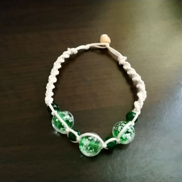 全新 沖繩 日本帶回 日本製 綠色 琉璃珠 手環 蓄光石 手鍊 飾品 送禮 禮物 浪漫 手鏈