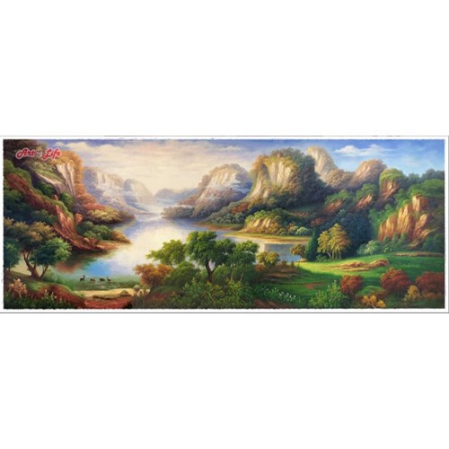 ArtLife 藝術生活 DIY 高級 手繪 油畫 A024 70X180 cm 高級手繪油畫_山水風景 現貨