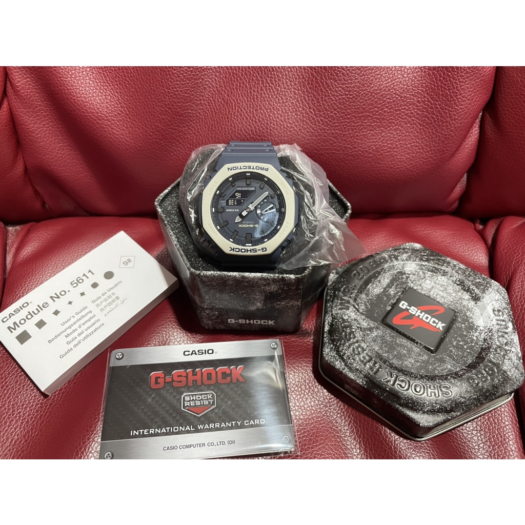 CASIO G-SHOCK 極簡風防水200米計時錶/藍/GA-2110ET-2A  寶島購入有發票與保固憑證