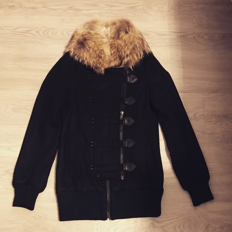 🌸MOUSSY🌸（マウジー） N3B 外套 大衣（毛領&amp;黑色）（灰色＆毛領）