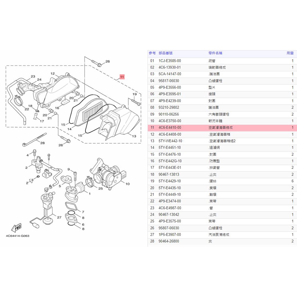 新勁戰二代 五期噴射 原廠 空氣濾清器組總成  YAMAHA正廠零件 4C6-E4410-01