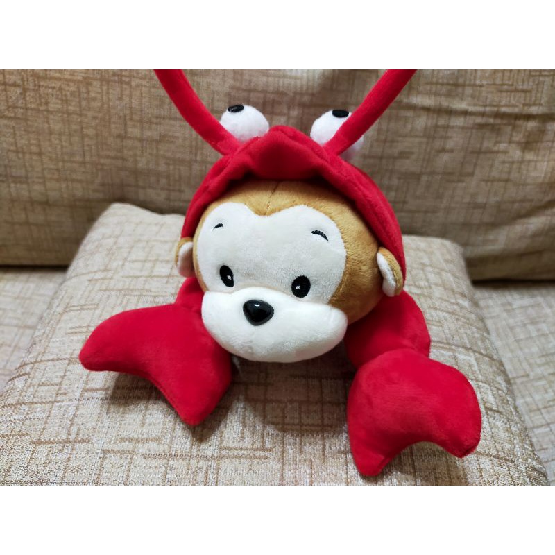 (全新現貨)龍蝦變裝可愛猴子  猴子娃娃 中型 娃娃 玩偶 抱枕 布偶 禮物 生日禮物