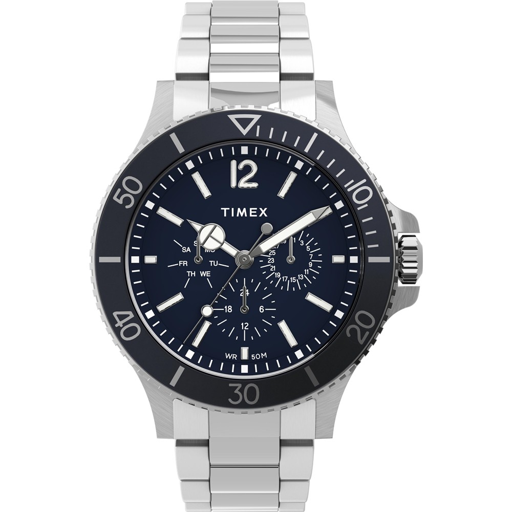 【TIMEX】天美時 風格系列 三眼鋼帶經典紳士手錶 ( 深藍 / 銀 TXTW2U13200)