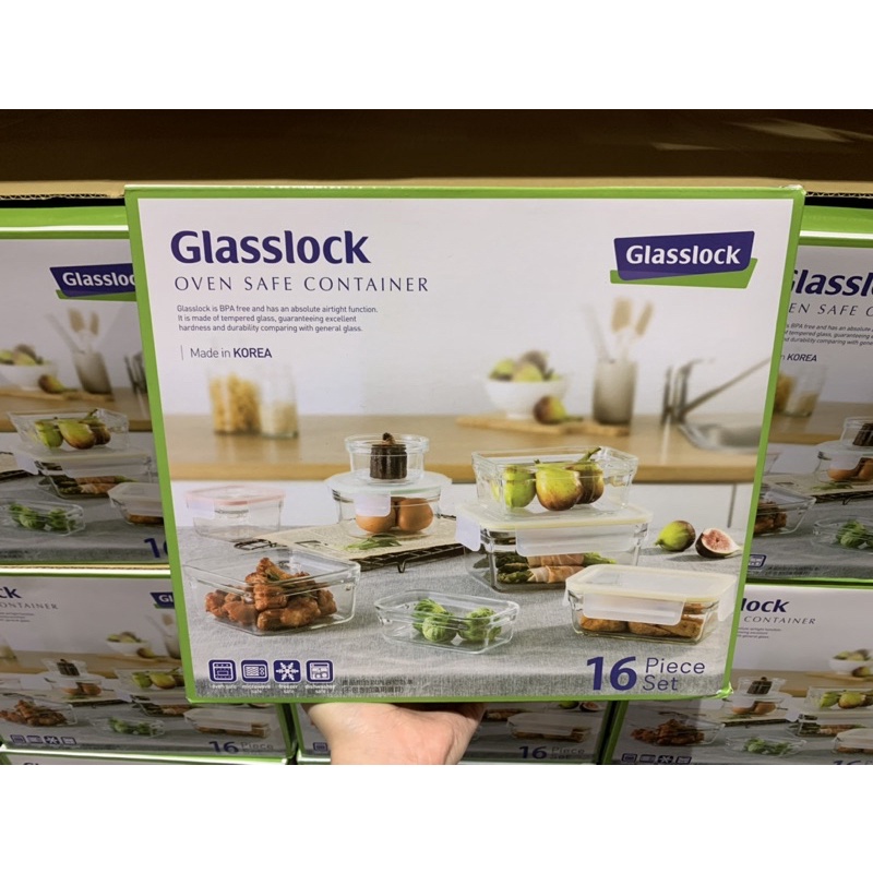 Glasslock無邊框系列玻璃保鮮盒組 含蓋共16件 好市多代購