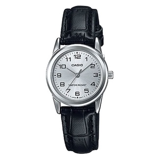 【CASIO】卡西歐 經典淑女時裝時尚指標真皮腕錶-數字銀面 LTP-V001L-7B 臺灣卡西歐保固一年