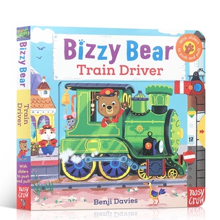 「送音頻」Bizzy Bear:Train Driver 5-4 互動式繪本 推拉書 操作書 火車 英文原版幼兒繪本
