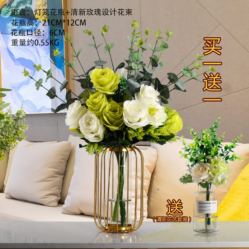 花瓶置物北欧簡約玻璃花瓶客間意匠家飾玻璃縞花器w83