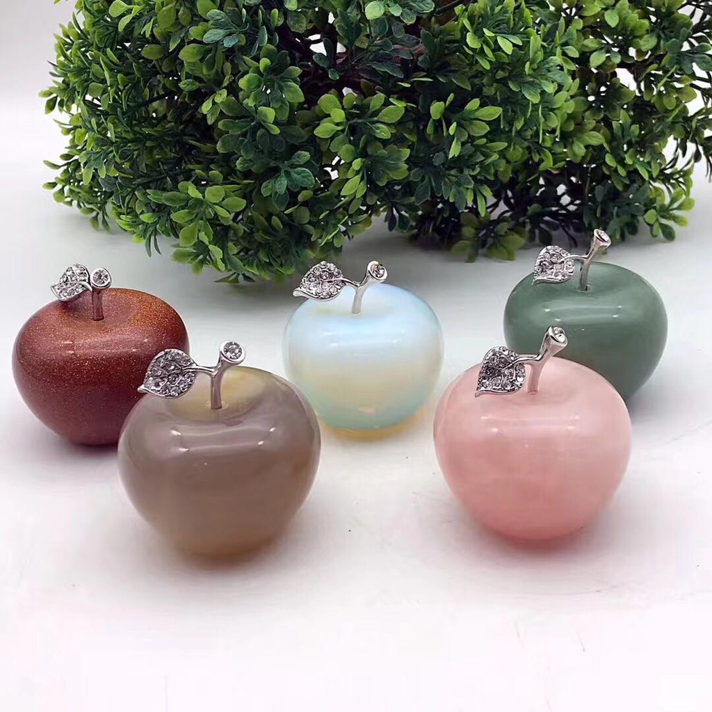 聖誕禮物馬粉水晶蘋果 Crystal Apple 居家生活時尚品味擺件 芙蓉晶 能量石 消磁淨化 防輻射 愛情石 蝦皮購物