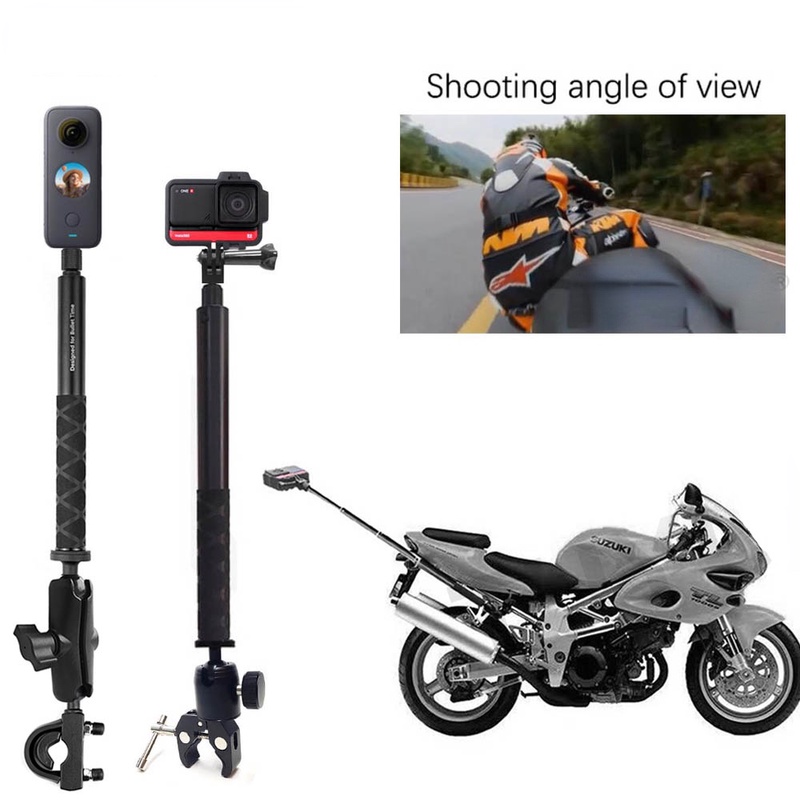 適用於 GoPro DJI 和 Insta360 One R X X2 隱形自拍杆自行車夾的摩托車相機支架車把安裝支架