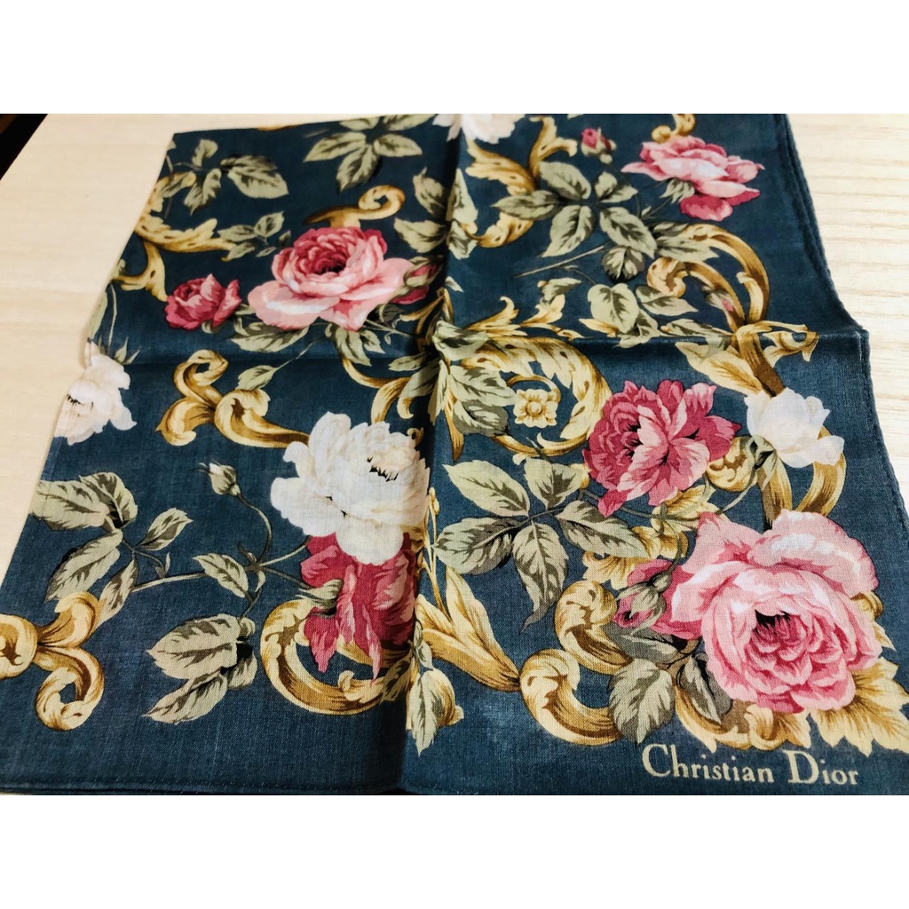 日本製 WEDGWOOD/Christian Dior 100% 純棉  手帕 刺繡 絲巾 領巾 手帕