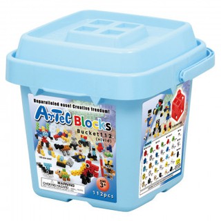 Artec 日本 彩色積木-積木桶裝(基本色系-藍桶)112PCS 日本製 現貨