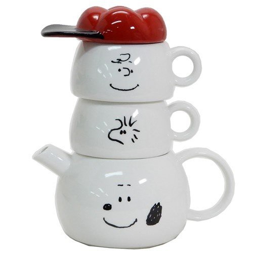 日貨 史努比 造型陶瓷杯 壺 三件組 大臉 茶壺 茶具 咖啡杯 陶瓷杯 史奴比 正版 L00010925