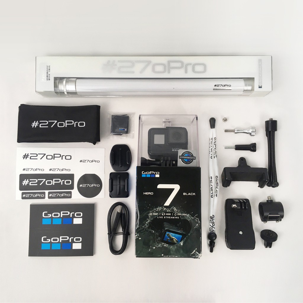 Gopro Hero 7 Black 原廠配件電池充電線配螺桿270pro自拍桿自拍棒二代腳架運動攝影 蝦皮購物