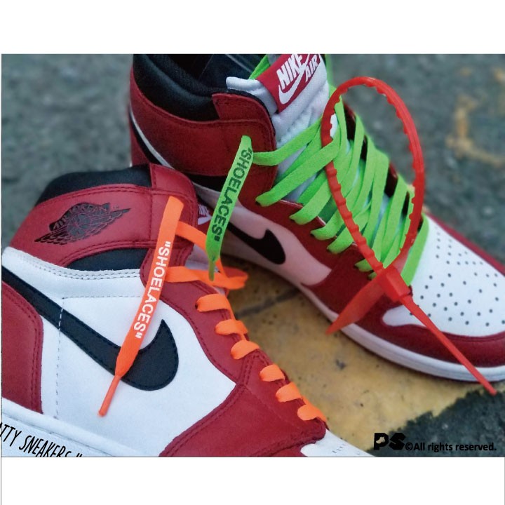 PS中壢 客製化 NIKE X OFF WHITE THE TEN JORDAN1 鞋款專用鞋帶 鞋帶 綠橘黑白 #6