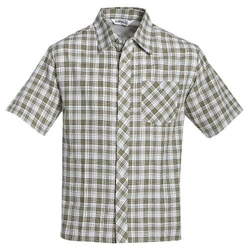 瑞多仕 DA2314 男涼感格子襯衫(短袖)  米白色/石松綠色