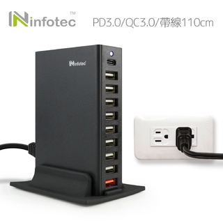促銷 CC-202 桌面型 PD+QC 10埠63W快速充電器 USB擴充 支援PD3.0與QC3.0