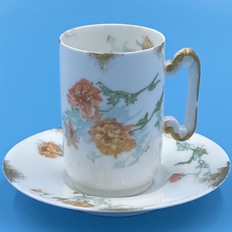 *法國D&amp;C古董級直管狀花卉濃縮咖啡杯組（5525-7-16-18）100ml