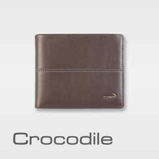 Crocodile鱷魚皮件 男皮夾 拉鍊真皮短夾 素面軟皮 7卡 Classic經典系列 0203-3607-黑咖兩色