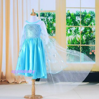 冰雪奇緣公主亮片雙層披風藍色禮服洋裝100/120cm生日派對艾紗公主/cosplay變裝派對