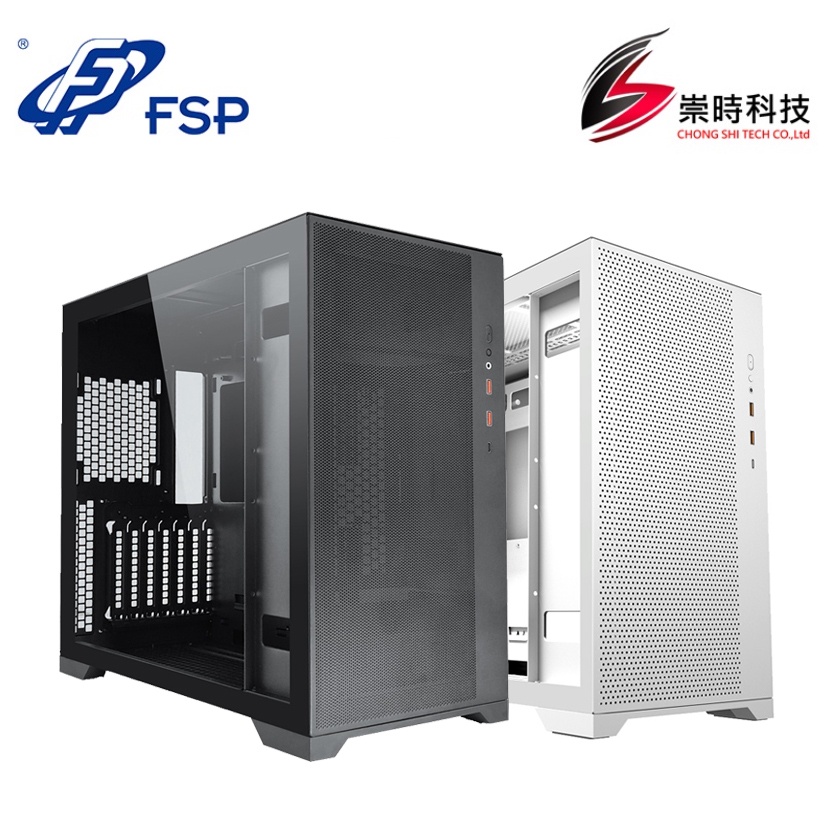 FSP 全漢 CMT580/黑白雙色/E-ATX/顯卡長32.5/CPU高16/Type-C/電腦機殼/崇時電腦