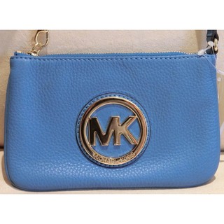 全新 Michael Kors MK 皮革藍色荔枝紋手提包手拿包小錢包，只有一件！(購買前請先詢問是否有存貨，隨時缺貨！