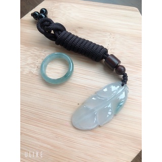 ♥𝒟.𝓈.緻玉晶靈 ♥ ｜🍀天然翡翠A貨掛件🍀2.7冰糯種飄藍花葉子🍃一夜致富冰葉子避邪保平安翡翠玉牌吊墜