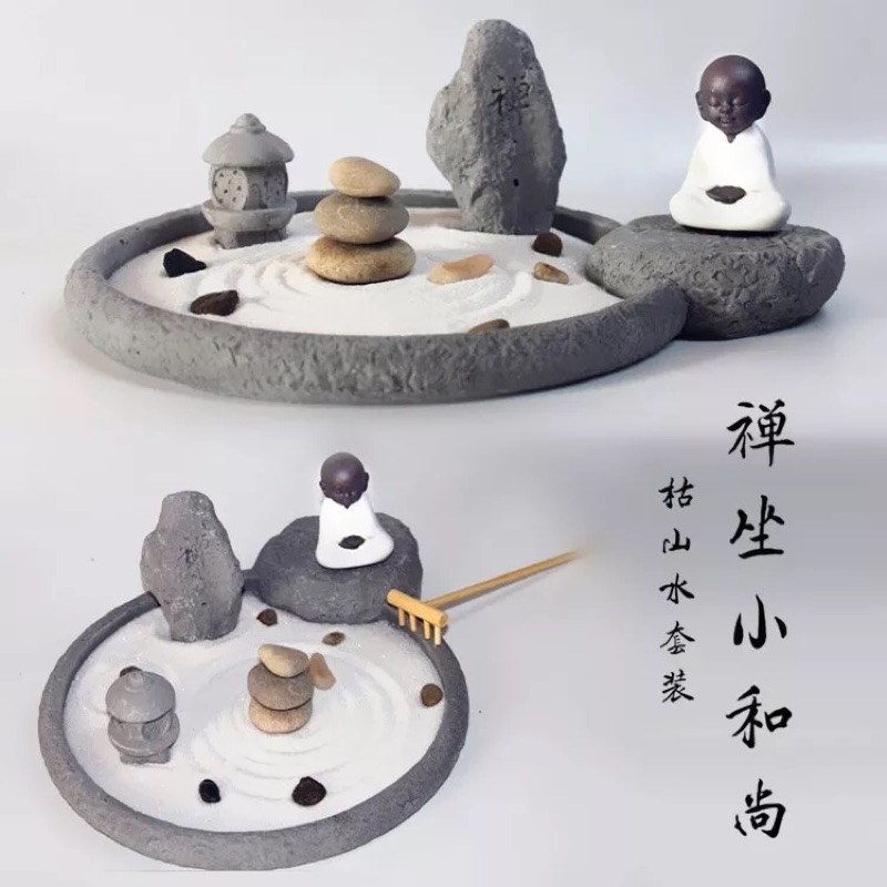 新中式禪意沙盤擺設日式枯山水擺件佛像飯店茶館瑜伽教室擺設品