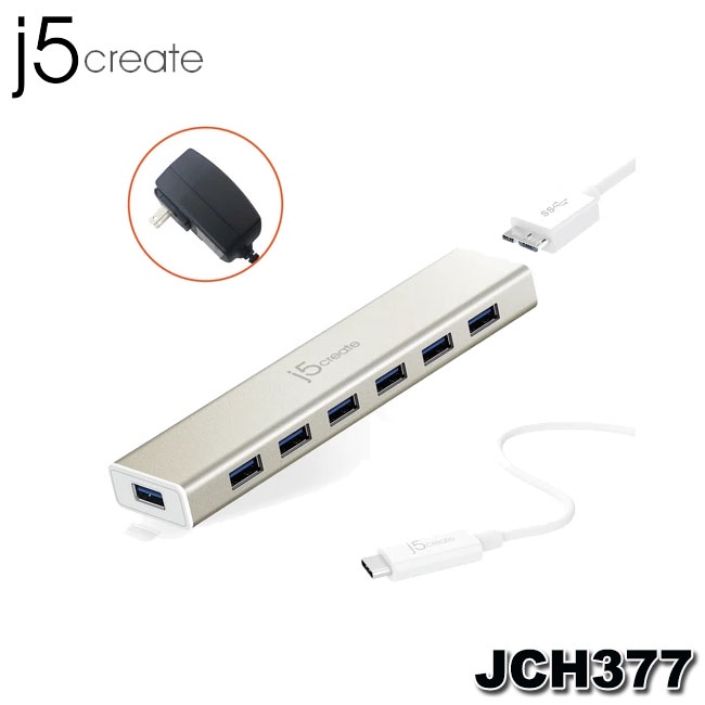 【3CTOWN】含稅附發票 j5 create JCH377 USB-C轉7埠HUB 集線器