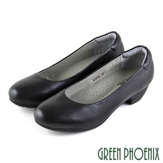 【GREEN PHOENIX 波兒德】基本款極簡素面全真皮低跟包鞋/面試鞋/上班鞋-女款 U60-26393