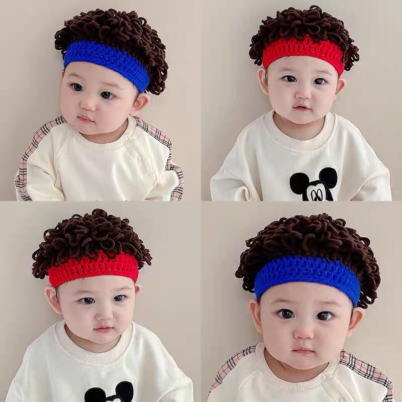 ⭐️現貨⭐️捲捲頭造型髮帽 爆炸頭 泡麵頭 假髮帽 寶寶造型帽 拍照道具 嬰兒寶寶 小童