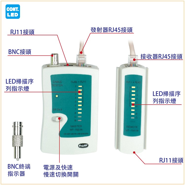 【九黎商行】Pro′sKit 寶工 MT-7051N 三合一網路測試器(NS-468B)