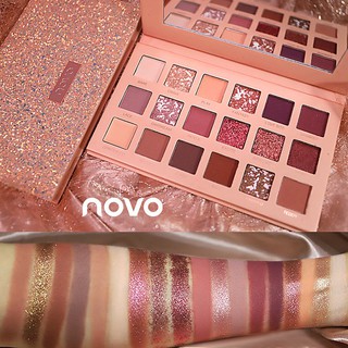 臺灣出貨/附發票 NOVO沙漠玫瑰眼影盤 啞光珠光防水不暈染眼妝 18色打底遮瑕 A-012 [S168]
