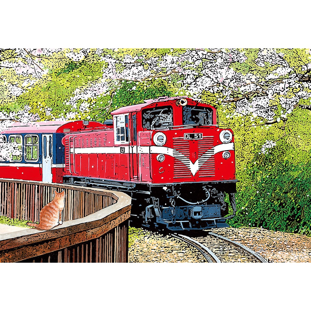 阿里山小火車  S108片拼圖 林宗範 鐵道系列-迎接春的到來 迷你108片拼圖