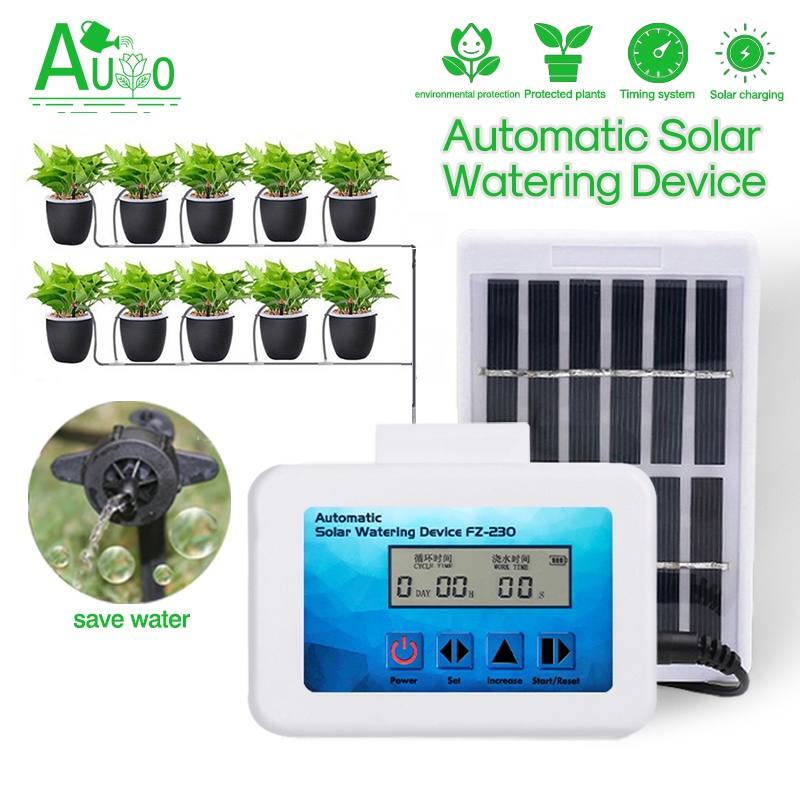 滴灌太陽能澆水系統戶外花園自動澆水定時器,提供太陽能/usb充電灌溉裝置